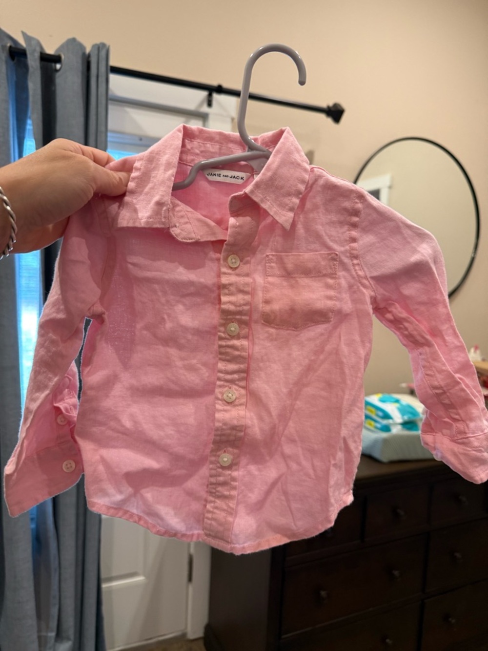 Janie and Jack Light Pink Long-Sleeve Button-Down Shirt